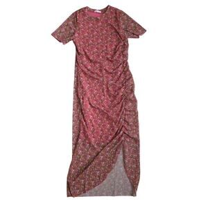 Shop Stevie Floral Bodycon Midi Dress Scrunched Side Slit Dress Women Sz M